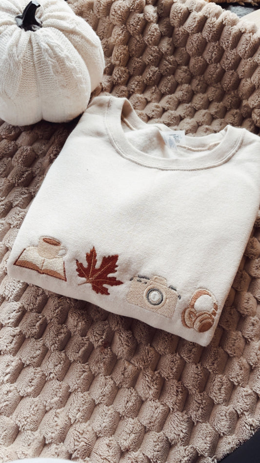 Fall girl lover Embroidery sweater