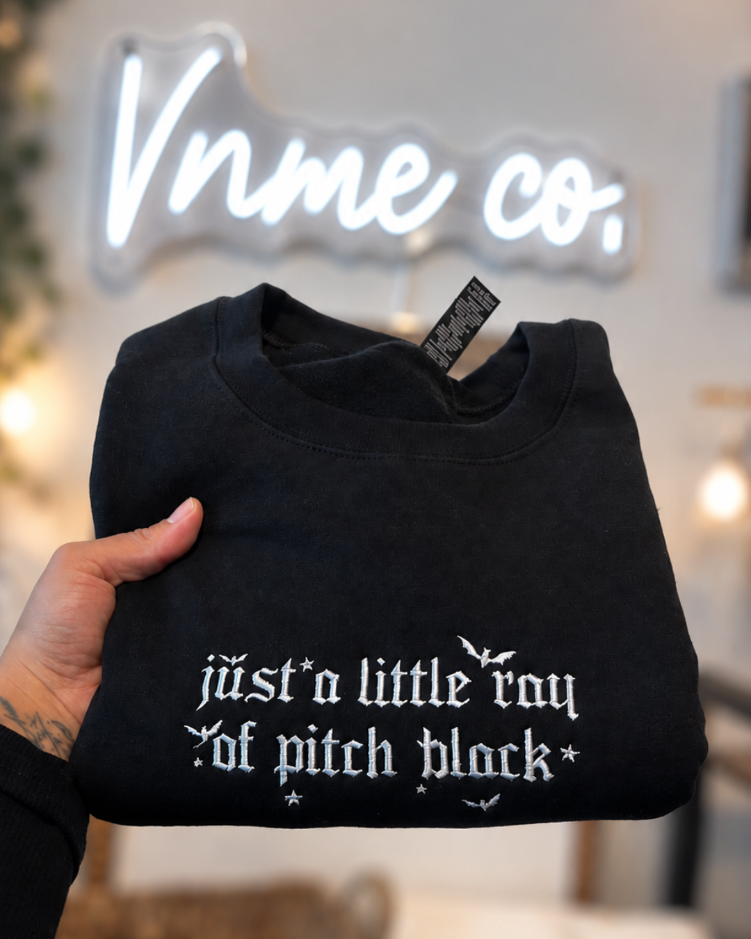 Little ray of pitch black • Embroidery sweater