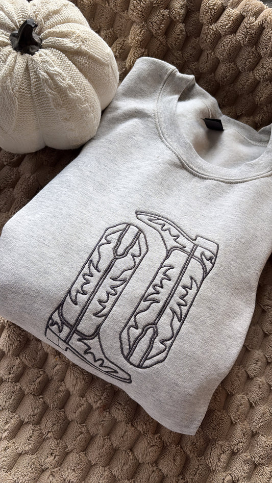 Cowgirl boot Embroidery Sweater
