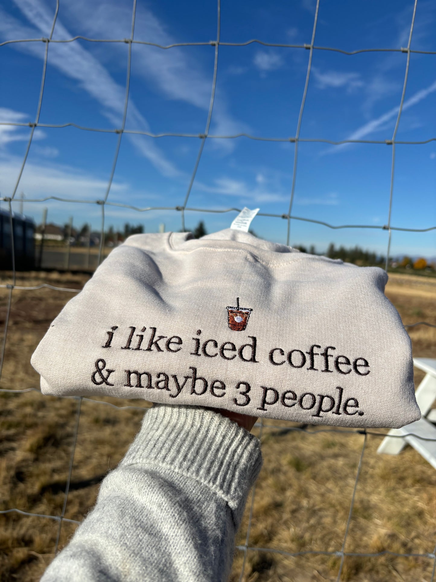 I like iced coffee & maybe 3 people Sweater