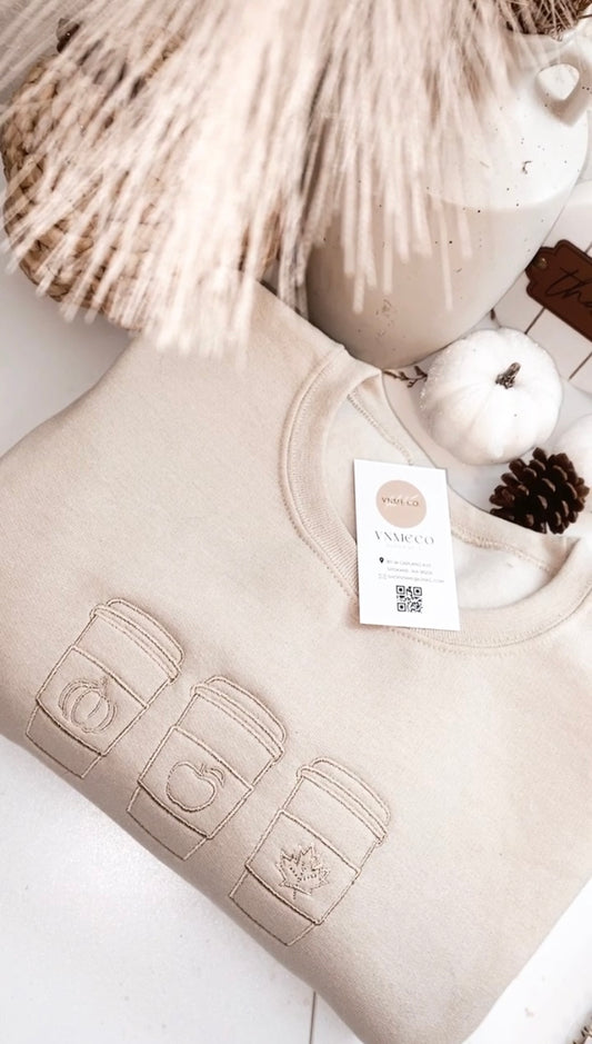 Beige latte sweater (Embroidery)